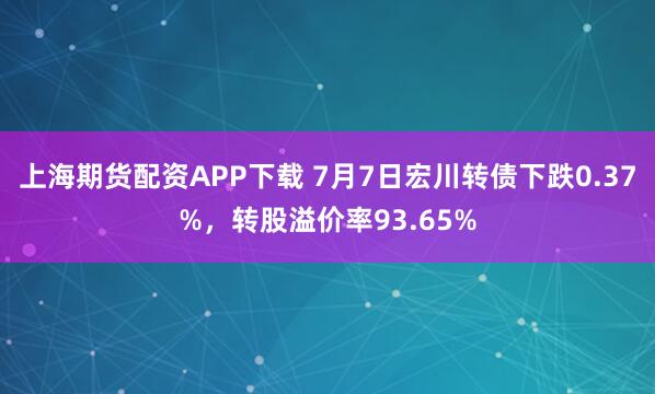 上海期货配资APP下载 7月7日宏川转债下跌0.37%，转股溢价率93.65%