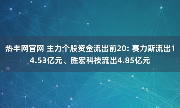 热丰网官网 主力个股资金流出前20: 赛力斯流出14.53亿元、胜宏科技流出4.85亿元