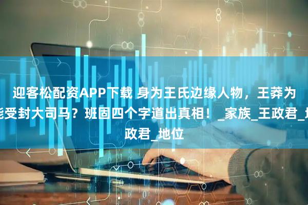 迎客松配资APP下载 身为王氏边缘人物，王莽为何能受封大司马？班固四个字道出真相！_家族_王政君_地位