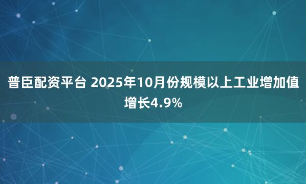 普臣配资平台 2025年10月份规模以上工业增加值增长4.9%